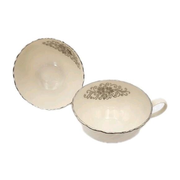 Lenox Valera Set of 2 Cups Platinum Trim 1961-77 Fine Porcelain - Picture 11 of 16